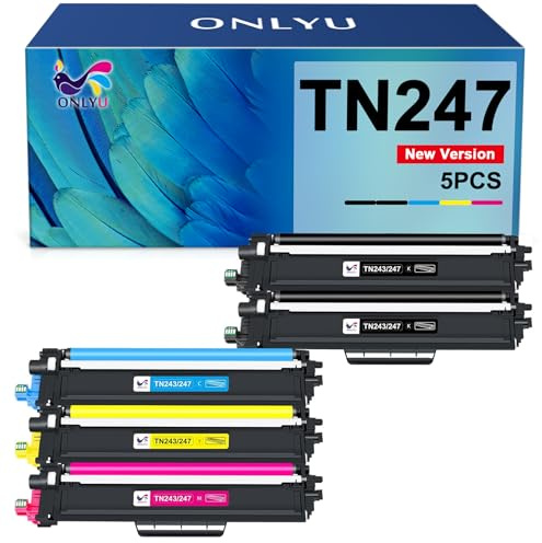 ONLYU TN247 TN243CMYK Compatibile per Toner Brother DCP-L3550CDW Brother TN-243CMYK Cartuccia Toner MFC l3730CDN DCP L3550CDW MFC-L3770CW MFC-L3750CDW HL-L3230CDW HL-L3210CW confezione da 5