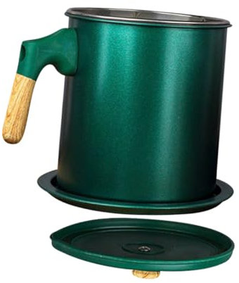 Ciieeo Engrasador Recipientes Con Tapas Taza Separadora De Grasa Lata De Grasa Colador De Aceite Puede Separador De Grasas Liquidas Material De La Red De Fugas: Acero Inoxidable 304 Green