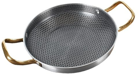 STOBAZA Padella a Nido D’ape Antiaderente in Acciaio 24 Cm, Padella Domestica Per Friggere Carne e Frutti Di Mare, Pentola Da Cucina Resistente e Distribuzione Uniforme Del Calore, Per Uso Quotidiano