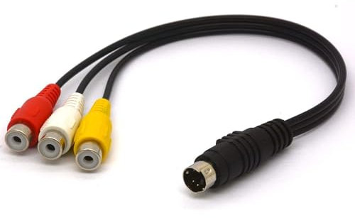 AYMBH 4 Pin S-Video to 3 RCA Female Cable Jack - Mini-DIN Adapter for TV, Projector, PC, DVD, Gaming Consoles, Computer, Laptop, Double Shielding for Signal Integrity - Durable AV Plug and Play Cord