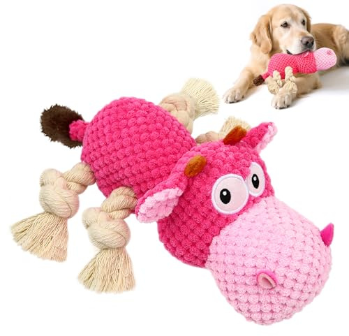 DULZILUZID Jouets pour chiens qui couinent, jouet pour chien en peluche, jouet interactif pour chien – jeu de traction contre l'ennui avec papier froissé