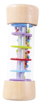 Eichhorn – Regenmacher aus Holz (12,5 cm) – farbenfrohes Musikspielzeug mit sanften Regengeräuschen – Babyspielzeug ab 12 Monaten – Greif- und Klangspielzeug für kleine Entdecker