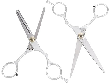 WOONEKY 2piezas Tijeras Profesionales De Peluquería Para Cortar El Pelo y Entresacar Color Plateado y Material