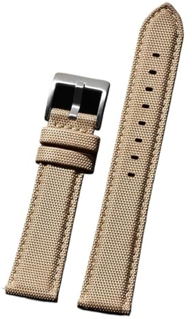 Watch_Band Bracelet de montre en cuir et toile à voile qualité supérieure, nylon, avec fermoir pression, accessoires Watch_Band(Khaki,22mm)