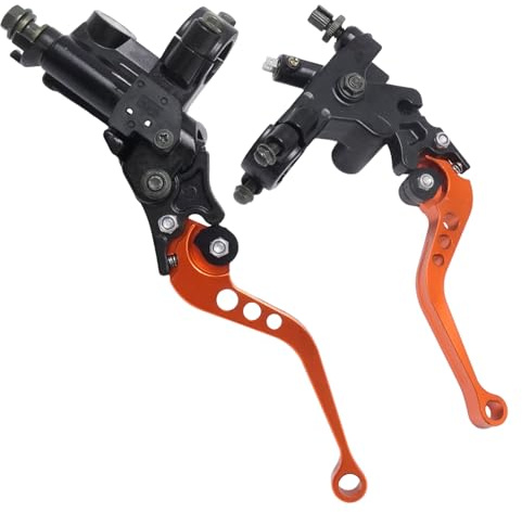 MospdyGear 1 Paar Universelle Motorrad Brems und Kupplungshebel, 7/8 Zoll 22mm, Verstellbare Hydraulische Hauptzylinderhebel (Orange)