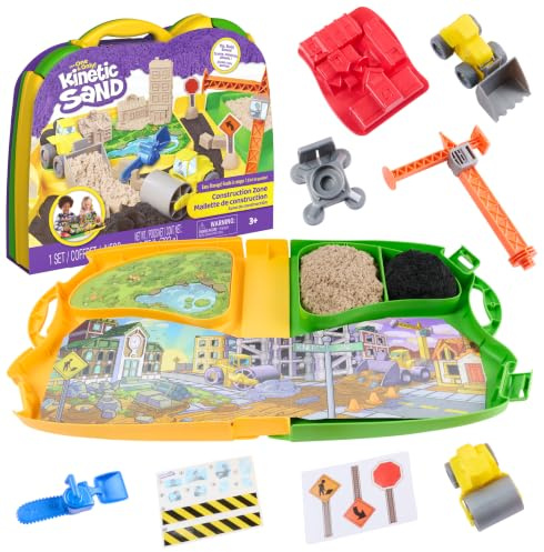 Kinetic Sand Construction Zone, Moldable Play Sand Sensory Toys, Ages 3+