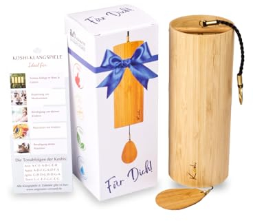 Koshi Klangspiel aus Bambusfurnier Ignis Feuer | Windspiel mit Geschenkverpackung | Geschenkbox | Verpackung