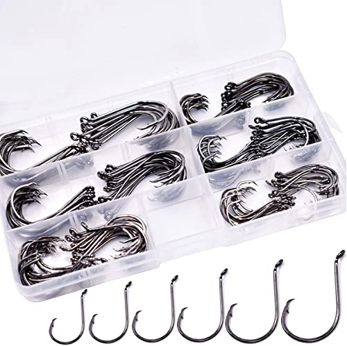 Phad Fishing 150pcs/Box Octopus Angelhaken Set Sport Kreis Haken für Meeresangeln (1/0-6/0, 150 Stück)