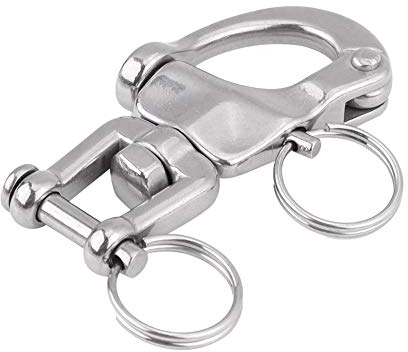 Keenso Mousqueton Pivotant à Emerillon, Maillons Rapides en Acier Inoxydable 316, Crochet Ressort Rapide Largage, pour Drisse de Voilier, Bateaux, Sports Nautiques, Industrie, Taille 70mm