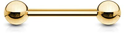 viva-adorno Universal skivstång piercing stav tungpiercing bröstpiercing intimpiercing kontakt hantel rostfritt stål belagd Z310Z e rostfritt stål, colore: Guld/1,6 x 16 x 5 mm, cod. Z310