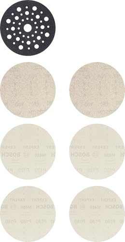 Bosch 7x EXPERT M480 Starter Kits (for Paint on wood, Hardwood, Ø 125 mm, Grit 2x80, 2x120, 2x180, Professional Accessory Random Orbital Sander, Orbital Sander)