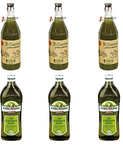 3x Farchioni Olio Extra Vergine Il Casolare Grezzo + 3x Farchioni Classico Extra Natives nativ Olive Olivenoel 1L