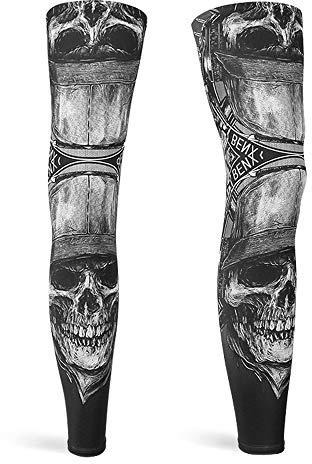 DETUCK Leg Warmers Radsport Beinlinge, Beinärmel UV-Schutz UPF50+, Eis Seide, Kühlung, Beinwärmer für Herren Damen (ein Paar) (XL, Schwert Skelett)