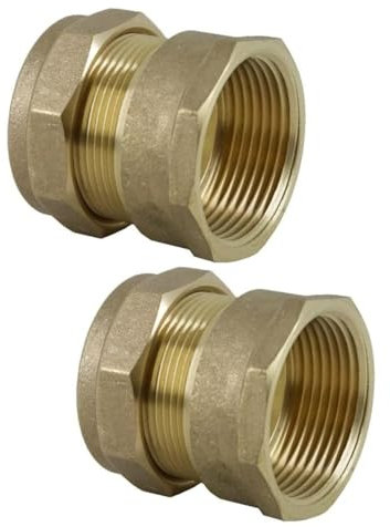 UKDeals Direct® Lot de 2 coupleurs de compression en laiton femelle 28 mm par 2,5 cm BSP en fer, adaptateurs droits 28 mm x 2,5 cm – Approuvé WRAS