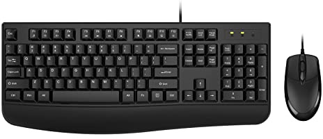 Wired Keyboard and Mouse Combo, EDJO Full-Sized Ergonomic Computer Keyboard with Palm Rest and Optical Wired Mouse for Windows, Mac OS Desktop/Laptop/PC