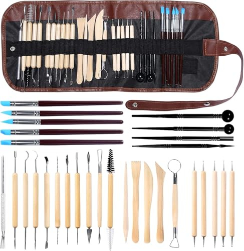 Modelleringsverktyg, 30 stycken Carving Tools Clay keramik Sculpting Lera verktyg med en förvaringsväska för krukor konstnärer, keramikverktyg dubbelsidig carving verktyg sculpting Tools.