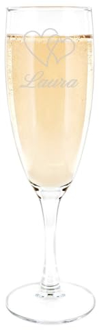 Ocadeau Flûte da champagne personalizzata in vetro – Calice con incisione testo – Bicchiere da spumante personalizzabile – Idea regalo per matrimonio o compleanno