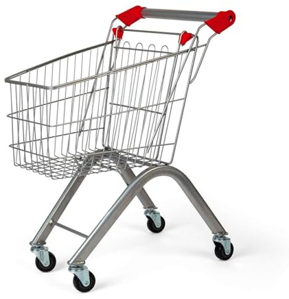 Bigjigs Toys Kids Shopping Trolley - Lifelike Supermarket Role Play Toy, Grocery Playset For Pretend Play, Toddler Gifts, Age 18+ Months