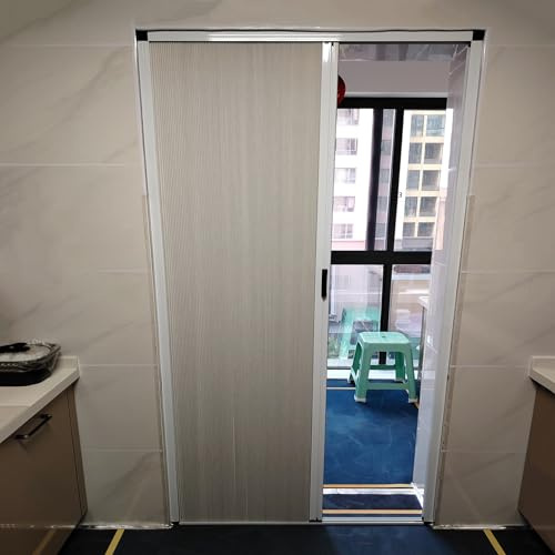 Dailify Puerta Acordeón Puertas Laterales Plegables para Balcón, Puerta de Entrada Puerta de Acordeón con Tirador, sin Taladrar Puerta Corredera Plisada(23x39in (58.5x100cm))