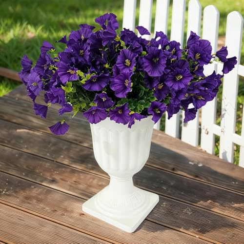 Aisamco Flores de Seda Artificiales para Decoración al Aire Libre, 12 Paquetes de Flores de Imitación Morning Glory, Plantas Falsas Resistentes a los Rayos UV para Jardinera, Porche, Patio