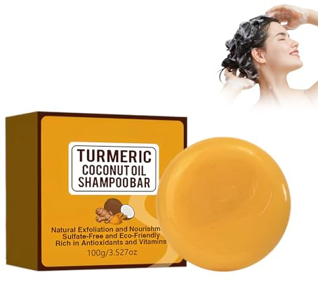 Wonsters 100 g Shampoo solido allo zafferano e olio di cocco, shampoo solido anticaduta, shampoo solido, detergente delicato per il cuoio capelluto, rinforzante e idratante per capelli