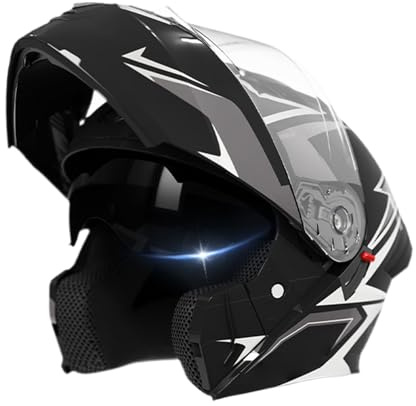 Motorcycle Up Helmet con Visera HD Doble-Apariencia llamativa | de Casco Moto Forro Desmontable Modular Voltea la Doble Helmett Equipo para Conducir, Carreras, Seguridad
