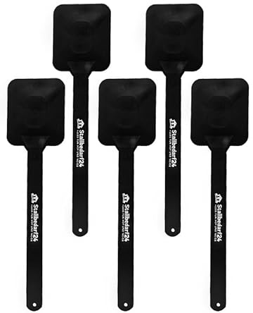 STALLBEDARF24® Mashlöffel 5er Set – stabile Futterschaufel aus lebensmittelechtem Kunststoff – ergonomisch & langlebig – schwarz