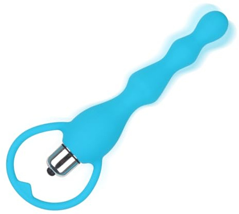 Qcpuuu Plug Anal Vibrant, 17 cm Vibromasseur Anal, Boules Anales en Silicone, Perles Anales pour Femme, Stimulation de la Prostate, Jouet Sexuel pour Couples, Bleu