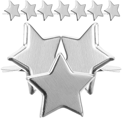MOKKHNB Kleiner Scrapbook Brads Metall Verschlussklammern Silber 100 Stück für Bastelarbeiten und Fotoalben Selbstgemacht Dekoration Stern Zwei Fuß Nägel