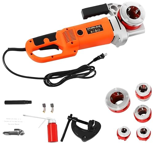 FgdVrelnor Kit Filettatrice Elettrica 2300W, Filettatrice per Tubi Portatile con 6 Filiere (1/2–2 Pollici), Motore in Rame Robusto con Valigetta,Adatto per Tubi in Polipropilene e Tubi in Alluminio