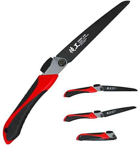 KAKURI Sierra japonesa plegable para corte de metal y corte de PVC 8-1/4 pulgadas, sierra plegable japonesa, fabricada en Japón calidad hoja de acero japonés (40793)