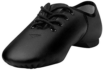 Linodes Leather Lace Up Unisex Jazz Shoe for Women and Men's Dance Shoes Black 5.5M