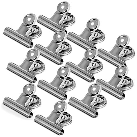 MATANA - 12 Superstarke Edelstahl-Magnetclips für Whiteboard, Kühlschrank & Magnettafel - Robust & Praktisch