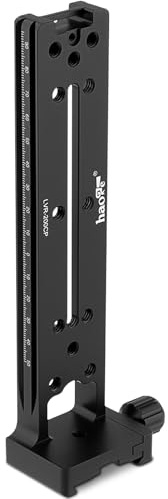 Haoge LVR-200CP Plaque à queue d'aronde double 200 mm Rail vertical avec pince de serrage rapide à 90 degrés Compatible avec trépied Arca Swid, rotule, pince panoramique panoramique
