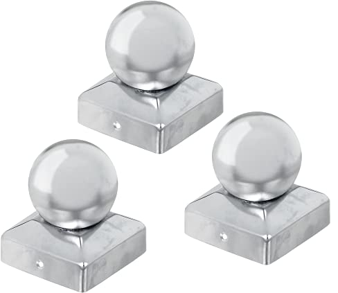 Alberts 327217 Capuchon pour poteau en bois | avec tête sphérique | acier inoxydable | 70 x 70 mm | Set de 3 pièces