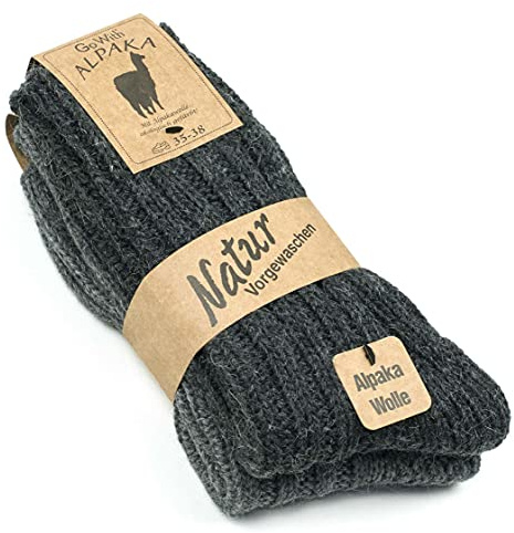 GoWith Alpaca Wool Socks, extra thick 2 pairs multipack for men & women, natural thermal soft wool cosy warm winter socks