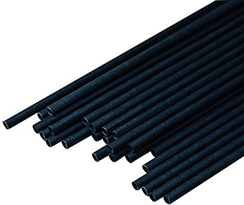GREENBOX Cannucce di carta, 20 cm, cannuccia da 5 mm di diametro, cannucce biodegradabili, cannucce nere arrotolate verticalmente, cannucce per cocktail, cannucce di carta, 250 pezzi