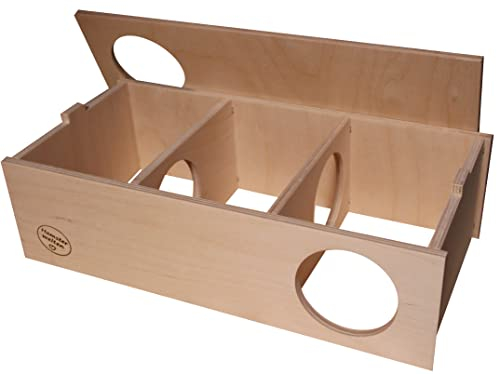 Hamsterwelten Mehrkammernhaus - Hamsterhaus geleimt mit 3 Kammern, abnehmbarem Dach & großem Eingang - Wohnlabyrinth