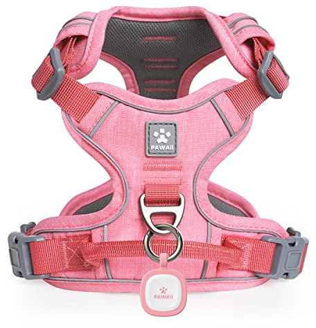 Pawaii Mimi Pink Small Dog Harness, No Choke, Adjustable Soft Padded Pet Vest with Easy Control Handle & Digital ID Tag