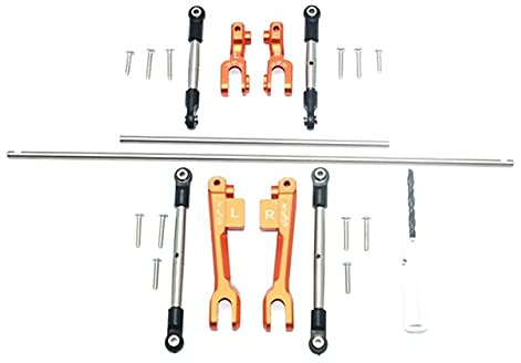 Främre och bakre svängstång och S2 kopplingssats i rostfritt stål 321FRS för 1/7 för TRAXXAS Unlimited Desert Racer ( Color : Orange )