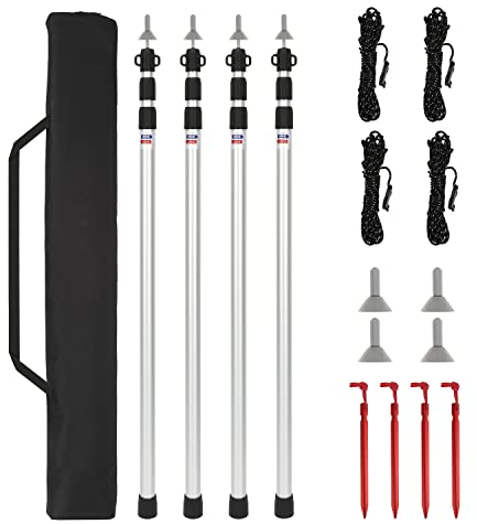 Gimisgu Teleskopstange für Zelte, 4Pcs Zeltstangen Verstellbare, Aluminium Zeltstange Verstellbares 90-230 cm, Tarpstangen Camping Zeltstangen Zeltstangen mit Aufbewahrungstasche