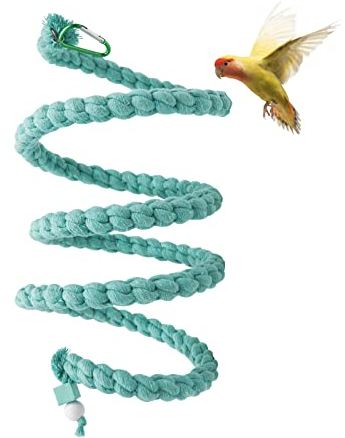 150 cm Extra Lange Vogelseil-Sitzstange | Spiralschaukel mit Kletter- & Stehfunktion | Zubehör für Vogelkäfige, geeignet für Papageien, Wellensittiche, Nymphensittiche & mehr