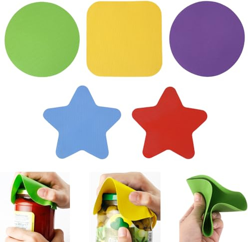 TRKETK 5 pinze per barattoli, apribottiglie multiuso per coperchi in gomma per barattoli apribottiglie antiscivolo in gomma per mani artritiche deboli bambini donne anziani (3 dimensioni)
