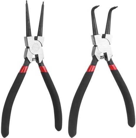 XCDMJ 2 Stück Sprengringzangen Seegeringzange Set 175mm Zange Gerade & Gebogen 7-Zoll-Sicherungsringzange Innen - Sprengringzange Mit Langlebigen Federn, Rutschfesten Griffen