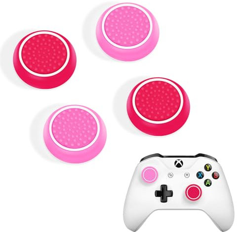 DLseego Thumb Stick Grip Caps for PS4 PS5 Xbox Controller,Silicone 4PCS Thumbstick Grips Dots & Studded Design Joystick Controller Thumb Grip Cap Covers,Pink
