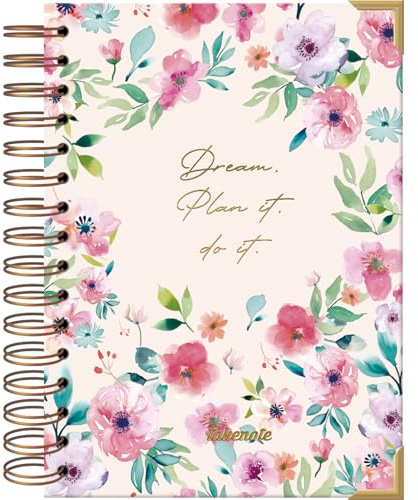 Bullet Journal A5 - Cuaderno Punteado para Organización y Notas, Tamaño 15,5 x 21,5 cm, Cierre de Anillas Dobles (Wire’o), 192 Páginas, Papel Grueso de 100 gr/m² - Takenote Elba
