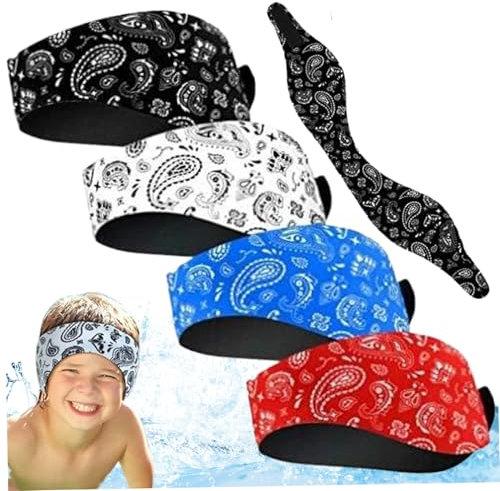 4PCS Schwimmstirnband für Kinder Schwimmstirnband, 20,5 wasserdichte Kinder Schwimmohrstöpsel, verstellbare Ohrbedeckungen mit Nicht -Slip -Futter für Kinder Erwachsene, Stil 1, Ohrbedeckungen zum