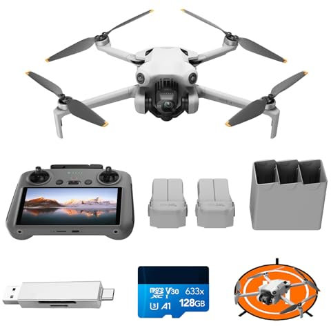 DJI Pack Mini 4 Pro con accesorios Vuela Más con DJI RC 2 (control remoto pantalla), drones camara 4k, menos de 249 g, 34 min tiempo vuelo, 2 baterías adicionales, C0