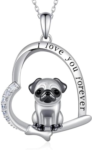 jtkhaweh Collana Uomo Donna Gioielli Ciondolo Pendente Necklace Creativo Carino A Forma di Cuore Carlino Ciondolo Collana per Le Donne