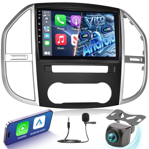 [4G+64G] Android Autoradio per Mercedes Benz Vito W447 2014-2020 con Wireless Carplay & Android Auto, Schermo Touch IPS 10.1 pollici con GPS, WiFi, 32EQ, Bluetooth 5.0, Radio FM/RDS